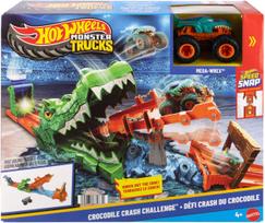automobiliu garazas - Mattel Hot Wheels Monster Trucks rinkinys - Krokodilo iššūkis (JJN45) - 1 nuotrauka
