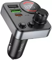 usb 2.4 a - Hoco E86 FM siųstuvas su Bluetooth 5.4 ir krovikliu 48W Juodas (Black) - 1 nuotrauka