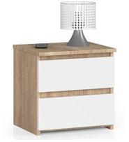 Naktinė spintelė NORE CL2 40 cm, ąžuolo spalvos/balta