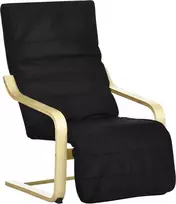 fotelis kojom - Homcom Svetainės fotelis su reguliuojama atrama kojoms, juodas (Black) - 1 nuotrauka