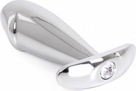 Analinis kaištis Kiotos Steel Handle Buttplug Penis with Clear Gem, sidabro spalvos