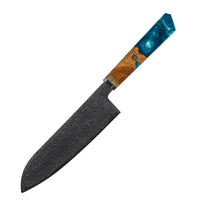 japoniskas peilis damasko plieno - JH-D-015-81 japoniškas damasko plieno santoku peilis Usugiri, 20,1 cm - 1 nuotrauka