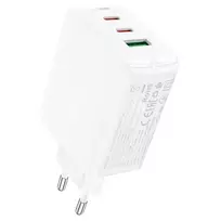 usb a usb c pakrovejas - Acefast A41 Greitas GaN įkroviklis (2x USB-C / USB-A) PPS / PD / QC4+ 65W Baltas (White) - 1 nuotrauka