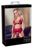 Abierta Fina Bra and Suspender Set Red xl Seksuali liemenėlė