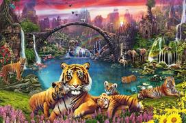 puzzle 3000 - Dėlionė Ravensburger Tiger In Paradise 16719, 3000 vnt. - 1 nuotrauka