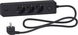 Schneider Electric ST943U1B Ilgiklis 1,5 m 3 lizdai 2 USB Juodas (Black)