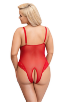 tarpkojus - Cottelli curves Crotchless Body red 4XL glaustinukė - 3 nuotrauka