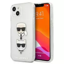 telefono deklas karl lagerfeld - Karl Lagerfeld iPhone 13 mini Glitter Karl's & Choupette Head Case Sidabrinis (Silver) - 1 nuotrauka