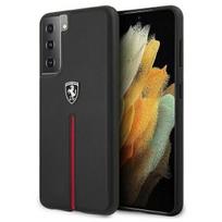 strip juosteles - Ferrari Samsung Galaxy S21 Off Track Leather Nylon Stripe Dėklas Juodas (Black) - 1 nuotrauka