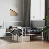 Lova VLX Metal 324821, balta, 200x90 cm, su grotelėmis