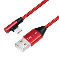 usb laidas 90 - Logilink USB-A To USB-C 90° Angled Cable Red 0.3m - 1 nuotrauka
