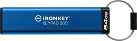 usb flash drive 3.2 - Kingston IronKey Keypad 200 64GB Mėlyna (Blue) - 1 nuotrauka