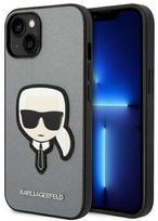 Karl Lagerfeld Saffiano Karl's Head Patch dėklas iPhone 14 Plus – Sidabrinis (Silver)
