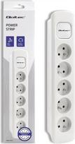 Qoltec 50276 Maitinimo juosta 5 lizdai 1,8m Baltas (White)