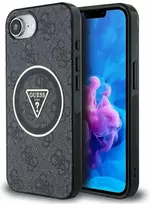 apple 17e - Guess IML Metal Glitter 4G Circle Triangle MagSafe Dėklas iPhone 16e - Juodas (Black) - 1 nuotrauka