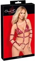 moto apranga - Bad Kitty Strap Body red M Seksuali lateksinė apranga - 1 nuotrauka