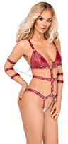 moto apranga - Bad Kitty Strap Body red M Seksuali lateksinė apranga - 2 nuotrauka