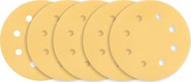 Šlifavimo popierius su „Velcro“ tvirtinimu 180 mm, K180, 5 vnt, su 8 skylutėmis šlifavimo mašinai 59G263