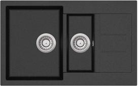50 2 - Aquasanita Tesa SQT151-601AW, granitas, 80 cm x 50 cm x 20 cm, Juodas metalinis (Black Metallic) - 1 nuotrauka