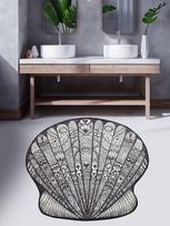 Vonios grindų kilimėlis Foutastic Maris 359CHL4295, Balta (White)/Juoda (Black), 120 cm x 120 cm, Ø 120 cm