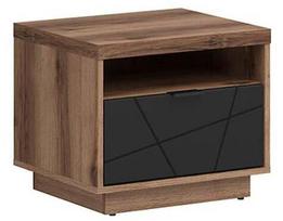 Naktinis staliukas Forn, ąžuolo spalvos (Oak)/juoda spalva (Black), 42.5 x 50 x 42.5 cm