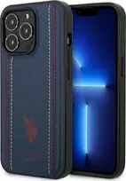 stitch telefono deklas - U.S. Polo Assn. Leather Stitch Apple iPhone 14 Pro Tamsiai mėlynas (Navy Blue) - 1 nuotrauka