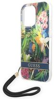 Guess iPhone 14 Pro Flower Strap Dėklas Mėlynas (Blue)