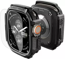 apple ultra 2 - Spigen Rugged Armor & Tempered Glass Apple Watch Ultra 1/2/3 (49 mm), Matinė Juoda (Matte Black) - 1 nuotrauka