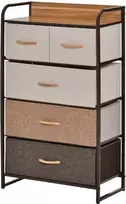 komoda medziaginiais stalciais - Komoda HOMCOM su 5 sulankstomais medžiaginiais stalčiais, Įvairiaspalvis (Multicolor) - 1 nuotrauka