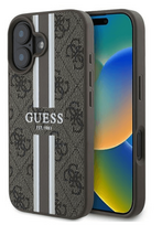 iphone 16 plus deklas - Guess 4G Printed Stripes MagSafe Apple iPhone 16 Plus – Rudas (Brown) - 1 nuotrauka