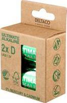 DELTACO Ultimate Alkaline D (LR20) Battery 1.5V, 2 pcs.