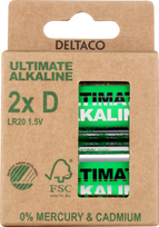 2p 2p - DELTACO Ultimate Alkaline D (LR20) Battery 1.5V, 2 pcs. - 2 nuotrauka