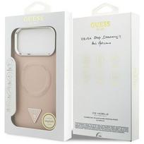 magsafe - Guess PU Leather Triangle Logo MagSafe Case for Apple iPhone 17 Pro Max - Rožinis (Pink) - 2 nuotrauka