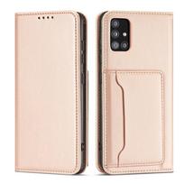 magnetas telefono - Hurtel Magnet Card Case Samsung Galaxy A12 5G - Rožinis (Pink) - 1 nuotrauka