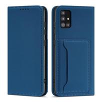 magnetinis korteliu deklas - Hurtel Magnet Card Dėklas Samsung Galaxy A12 5G - Mėlynas (Blue) - 1 nuotrauka