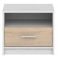 Naktinis staliukas Nepo Plus S435-KOM1S-BI/DSO, balta (White)/ąžuolo spalvos (Oak)