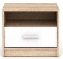 Naktinis staliukas Nepo Plus S435-KOM1S-DSO/BI, ąžuolo spalvos (Oak)/balta (White)/smėlio spalvos (Beige)
