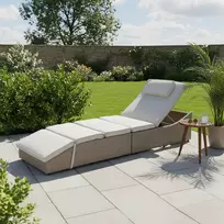 Lauko gultas Hatis Lounge, smėlio sp., 198 cm x 61 cm x 37 - 72 cm