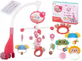lovos pultas - Lullaby žvaigždžių dizaino karuselė Rožinė (Pink) + nuotolinio valdymo pultas - 1 nuotrauka