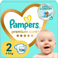 pampers 4 dydis - Sauskelnės Pampers Premium Care, 2 dydis, 4 - 8 kg, 136 vnt. - 1 nuotrauka