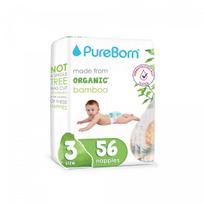 Sauskelnės PureBorn Organic Bamboo, 3 dydis, 5.5 - 8 kg, 56 vnt.