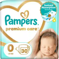 Sauskelnės Pampers Premium Care, 0 dydis, 9 kg, 30 vnt.