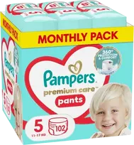 Sauskelnės-kelnaitės PAMPERS Premium Monthly Pack 5 dydis, 12-17 kg, 102 vnt.