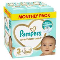 Pampers Premium Care Tape Diapers, Size 3, 200 Diapers, 6-10kg