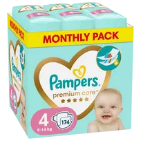 pampers 4 dydis - Pampers Premium Care, 4 dydis, 9–14 kg, 174 vnt. - 1 nuotrauka