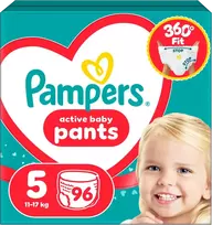 PAMPERS sauskelnės-kelnaitės, 5 dydis, 12-17 kg, 96 vnt.