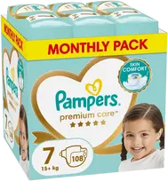 Pampers Premium Care, 7 dydis, 15+ kg, 108 vnt.