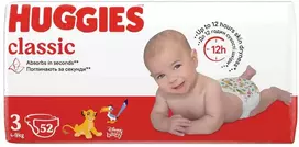 HUGGIES Classic, 3 dydis, 4-9 kg, 52 vnt.