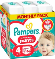 pamperiai - Pampers Active Baby Pants, 4 dydis, 9-15 kg, 186 vnt - 1 nuotrauka