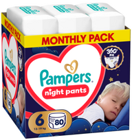 pamperiai - Pampers Night Pants, 6 dydis, 13-19 kg, 80 vnt - 1 nuotrauka